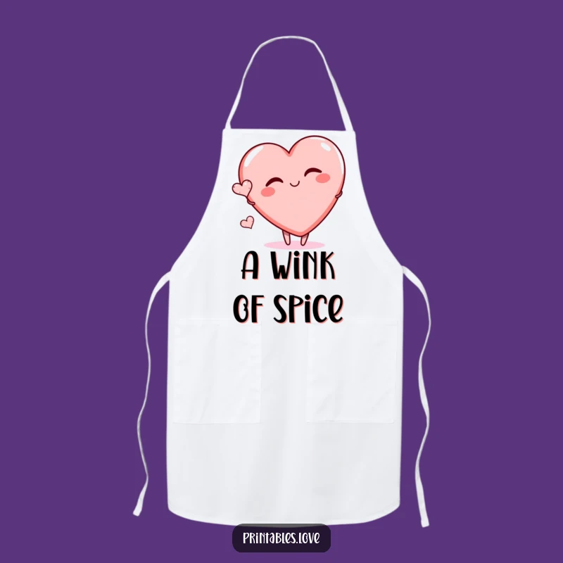 Funny Winking Heart Apron - Playful Cartoon Kitchen Wear for Chefs