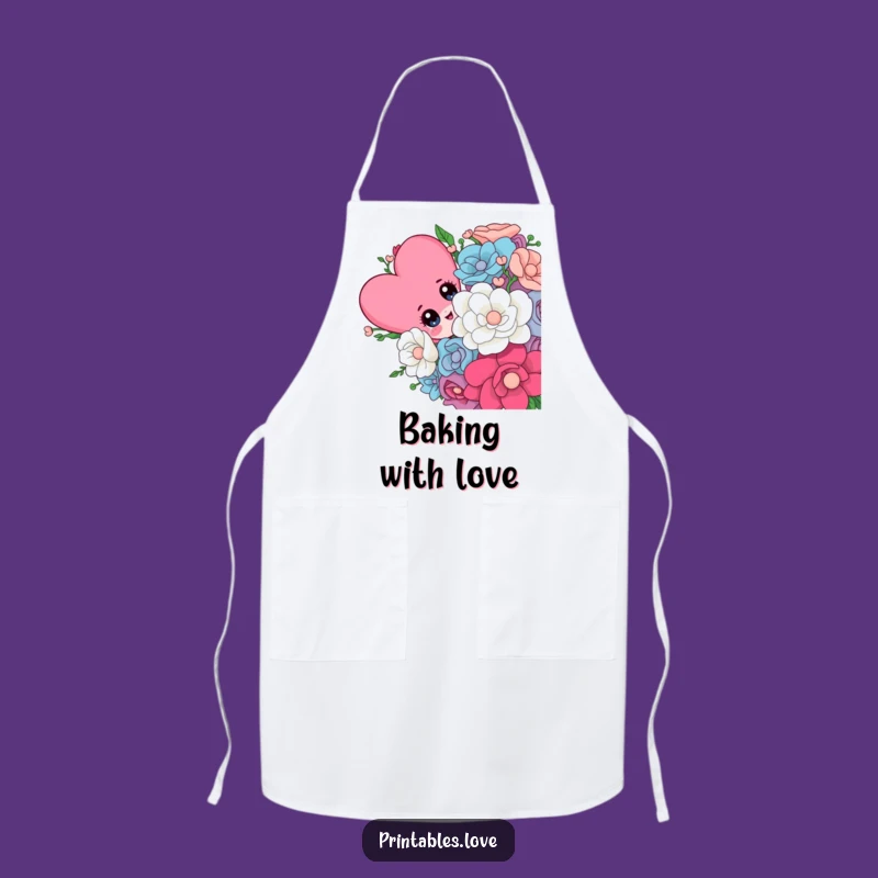 Funny Heart Chef Apron: Playful Peeking Character, Kitchen Funny Gift