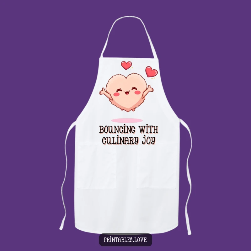 Funny Fluffy Heart Chef Apron - Cook with Joy and Love