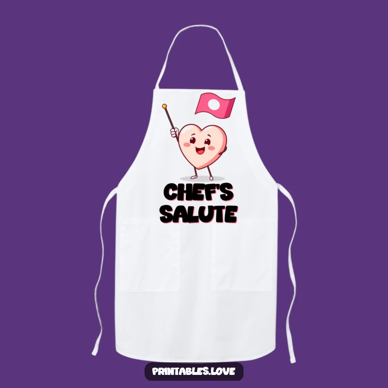 Funny Heart Waving Flag Apron: Enthusiastic Kitchen Greeting Wear
