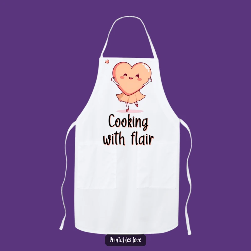 Funny Dancing Heart Apron: Graceful Twirls in the Kitchen, Gift!