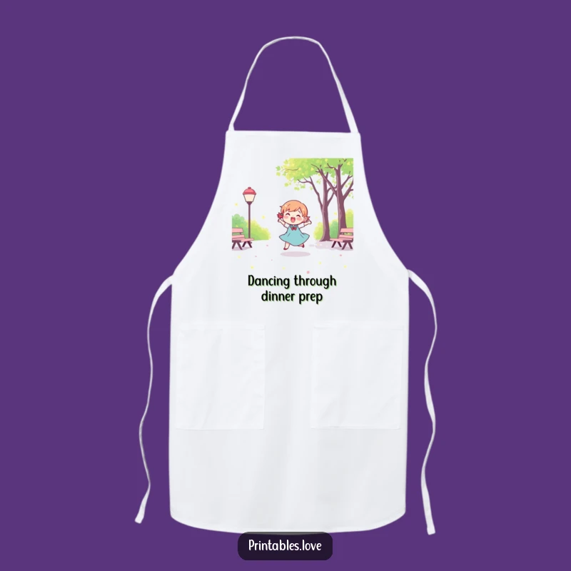 Funny Kawaii Dancing Apron: Kitchen Fun with a Park Character, Perfect Funny Gift!