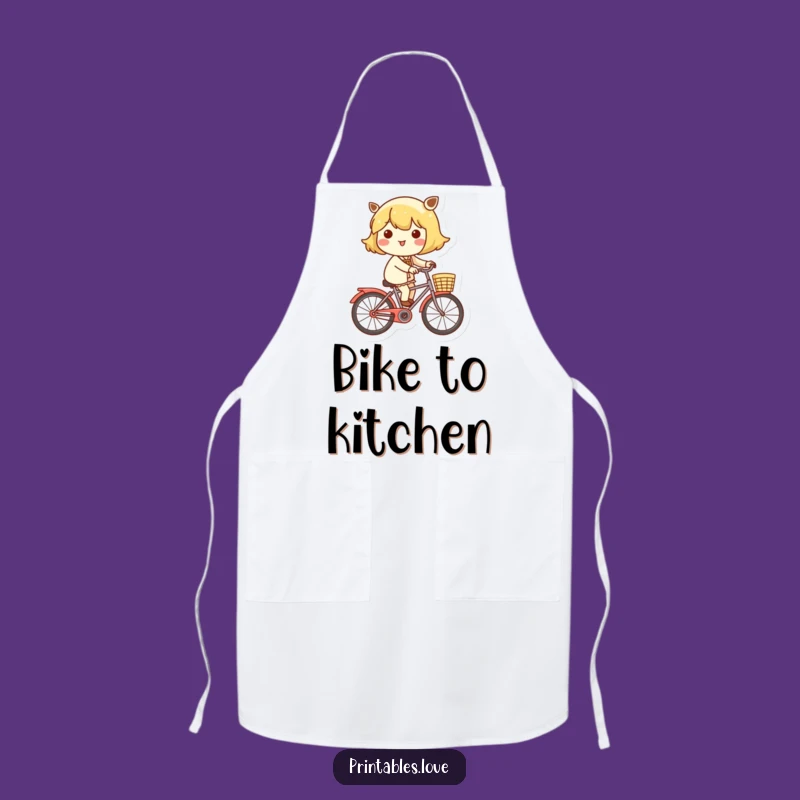 Funny Kawaii Bicycle Rider Apron: Cook with Cheerful Style