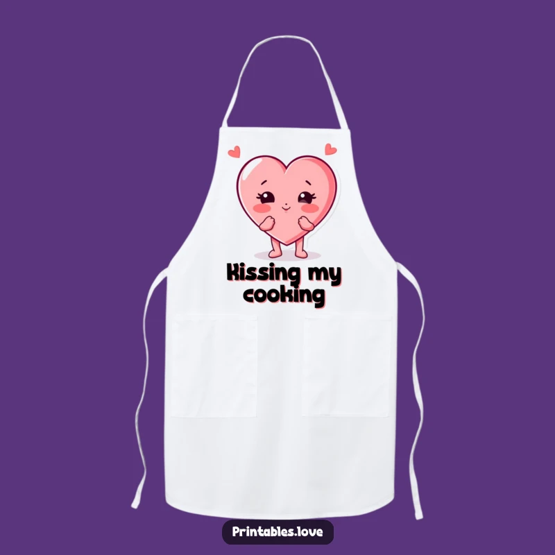 Funny Kissing Heart Chef Apron: Puffed Cheeks Kitchen Wear, Humorous Funny Gift for Cooks