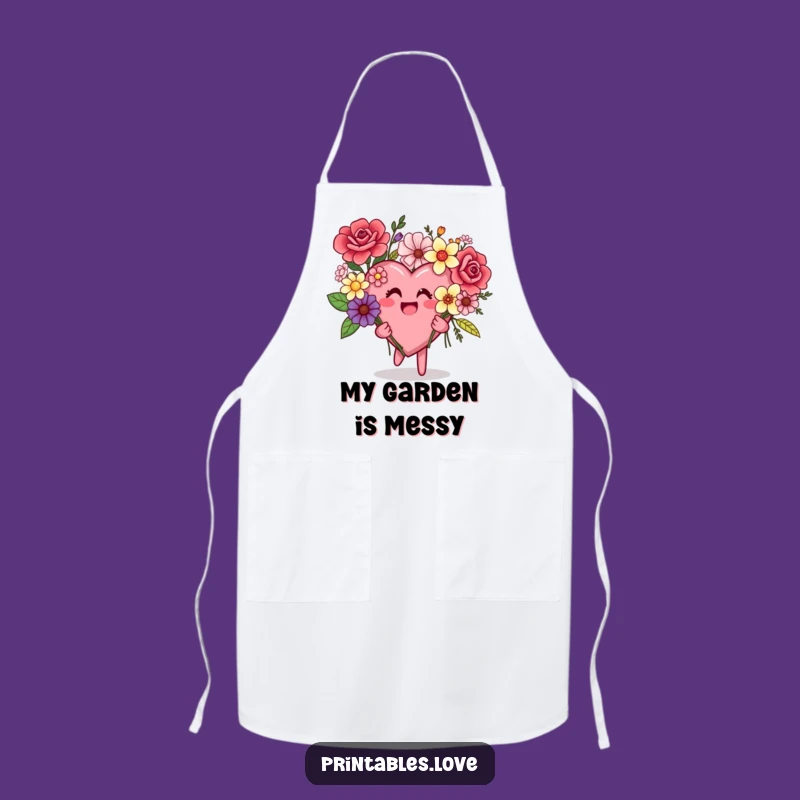 Funny Mismatched Flowers Heart Apron: Humorous Kitchen & Garden Wear