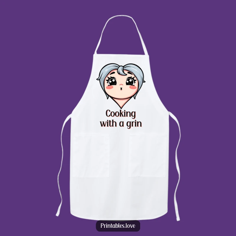 Funny Silly Face Heart Apron: Exaggerated Kitchen Fun, Gift!