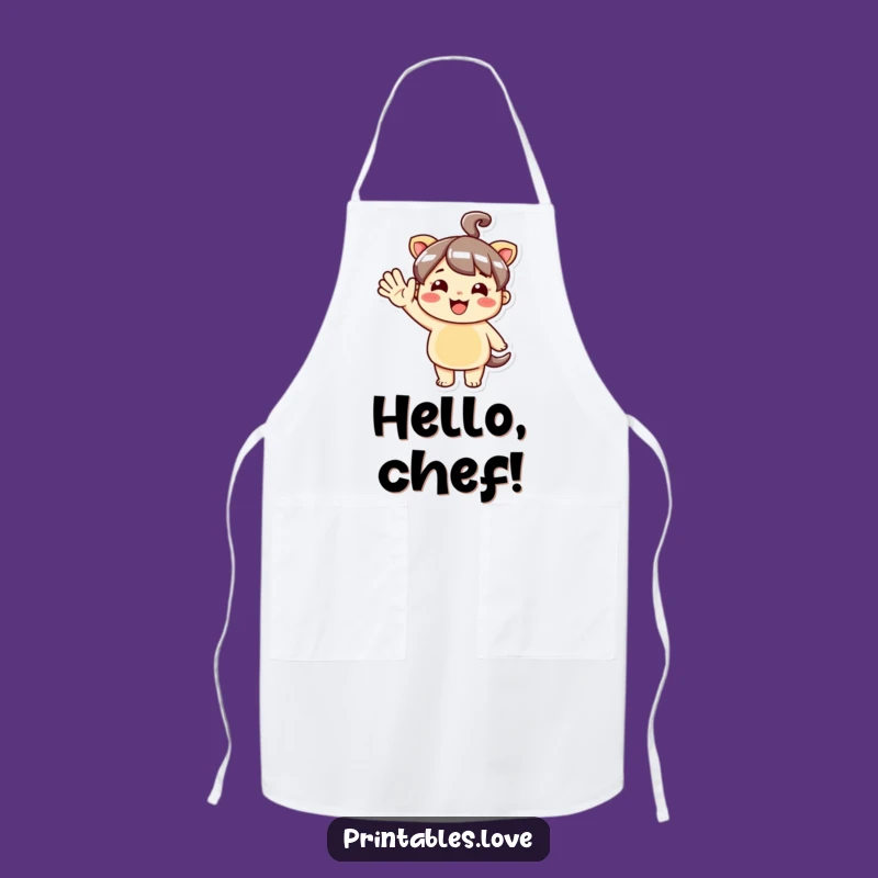 Funny Kawaii Hello Apron: Cheerful Character Cooking Gift