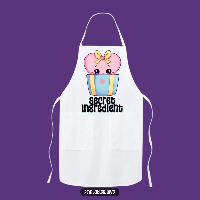 Funny Heart Peeking Gift Box Apron: Playful Kitchen Surprise Wear