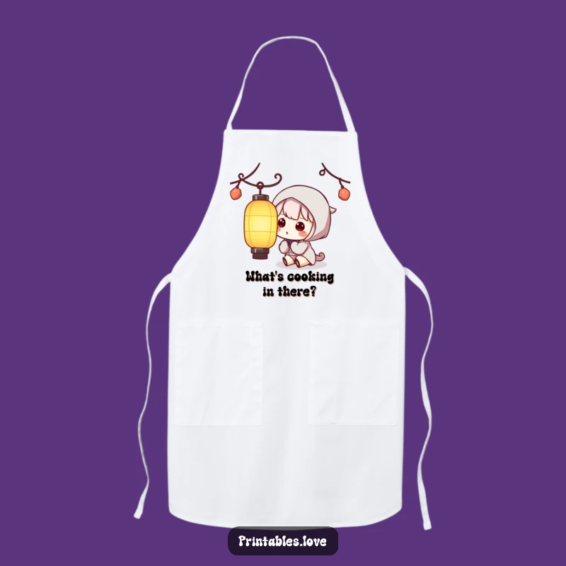 Funny Kawaii Lantern Apron: Cook with Curiosity, Unique Funny Gift!