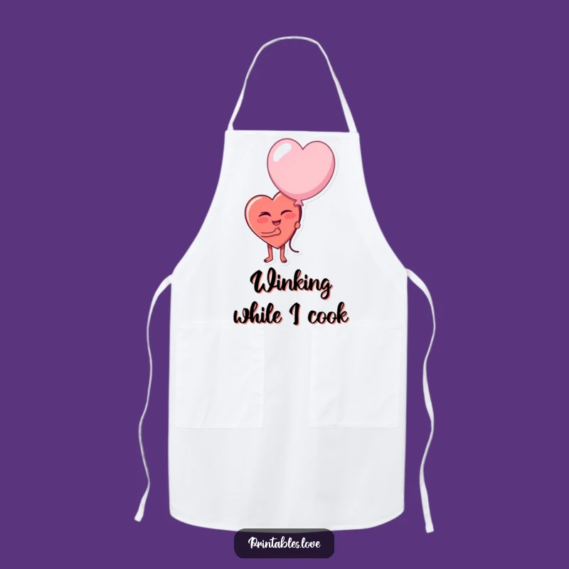 Funny Winking Heart Chef Apron - Cook with Playful Humor