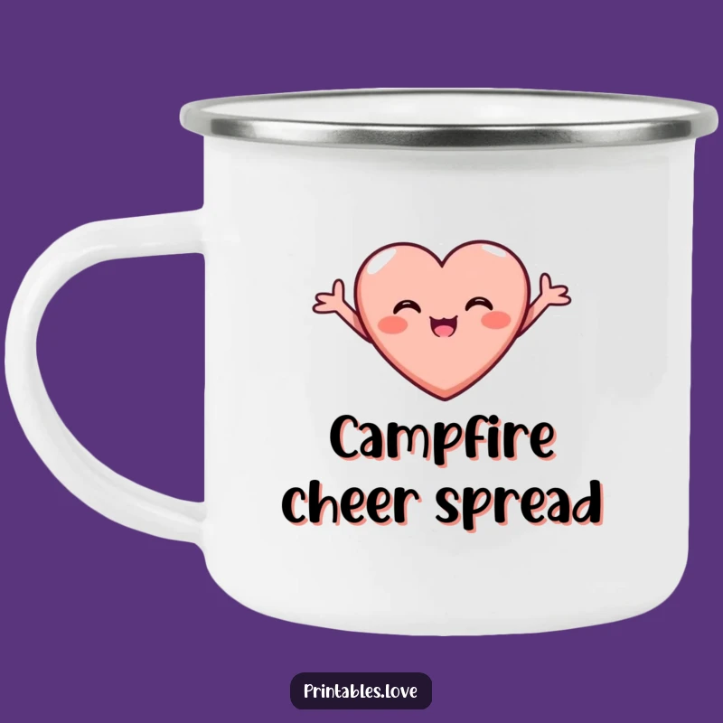 Funny Joyful Heart Camping Mug - Beaming Love Outdoor Gift