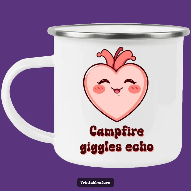 Funny Giggling Heart Camping Mug - Rosy Cheeked Joy Outdoor Gift