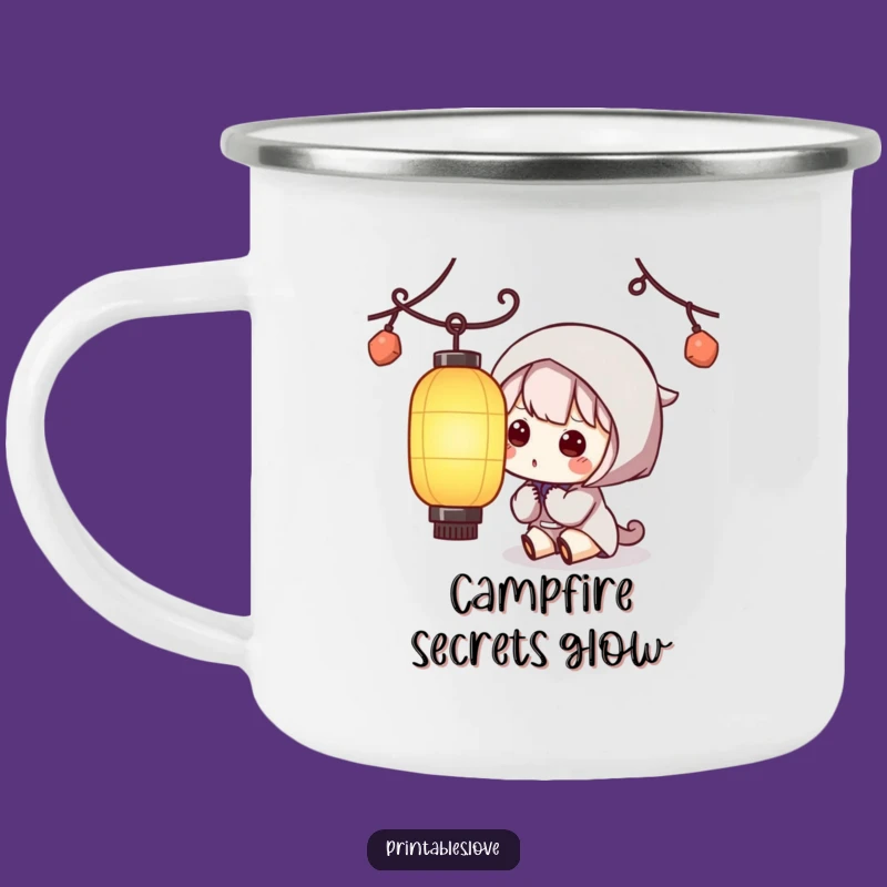Funny Kawaii Lantern Camping Mug: Adventure with a Curious Character!