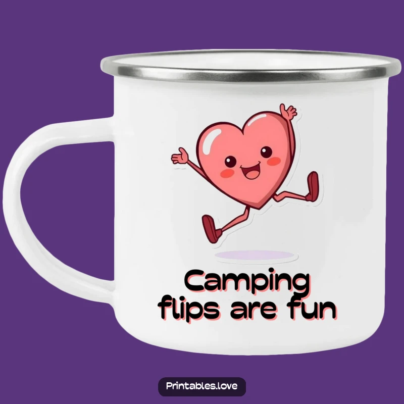 Funny Heart Cartwheel Camping Mug - Joyful Flipping Outdoor Drinkware