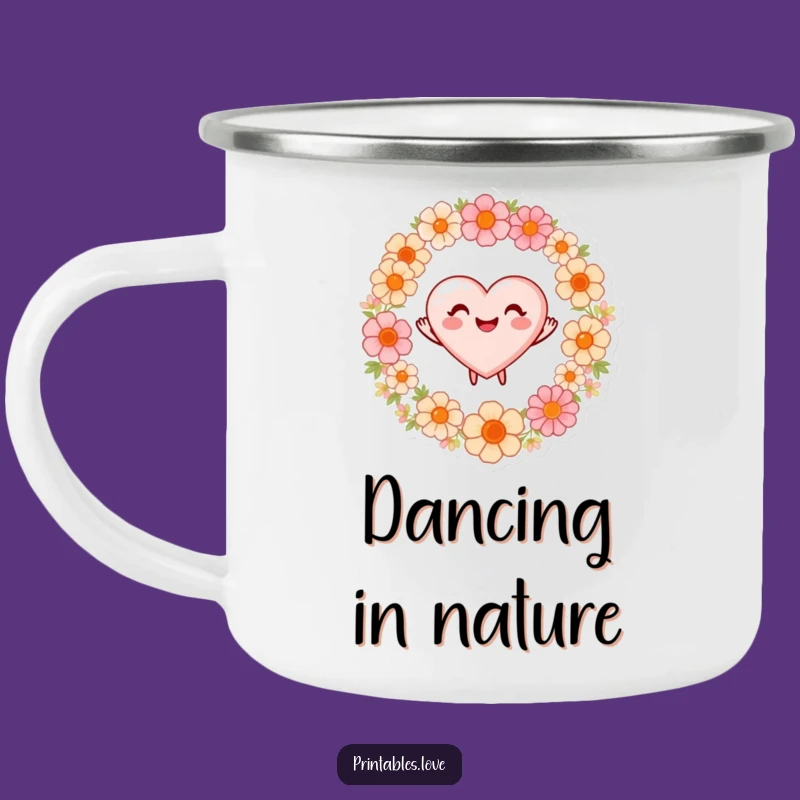Funny Dancing Heart Camping Mug: Sip Joy Outdoors, Great Gift!