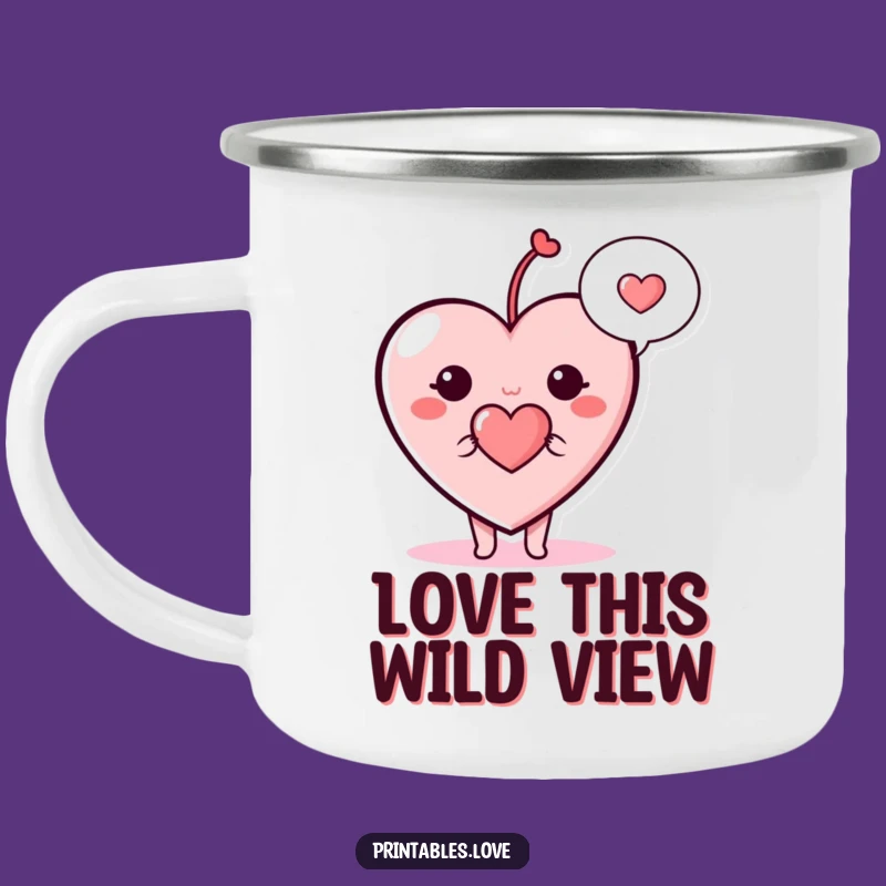 Funny Heart Camping Mug - Sweet Speech Bubble Outdoor Drinkware
