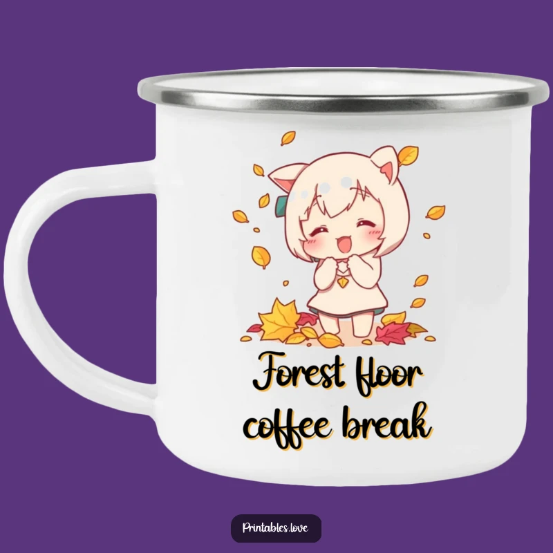 Funny Kawaii Autumn Leaf Catcher Camping Mug - Adventure Humor Gift