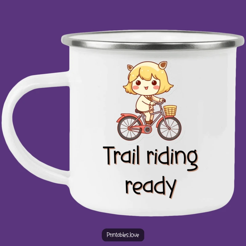 Funny Kawaii Bicycle Rider Camping Mug: Cheerful Adventures!