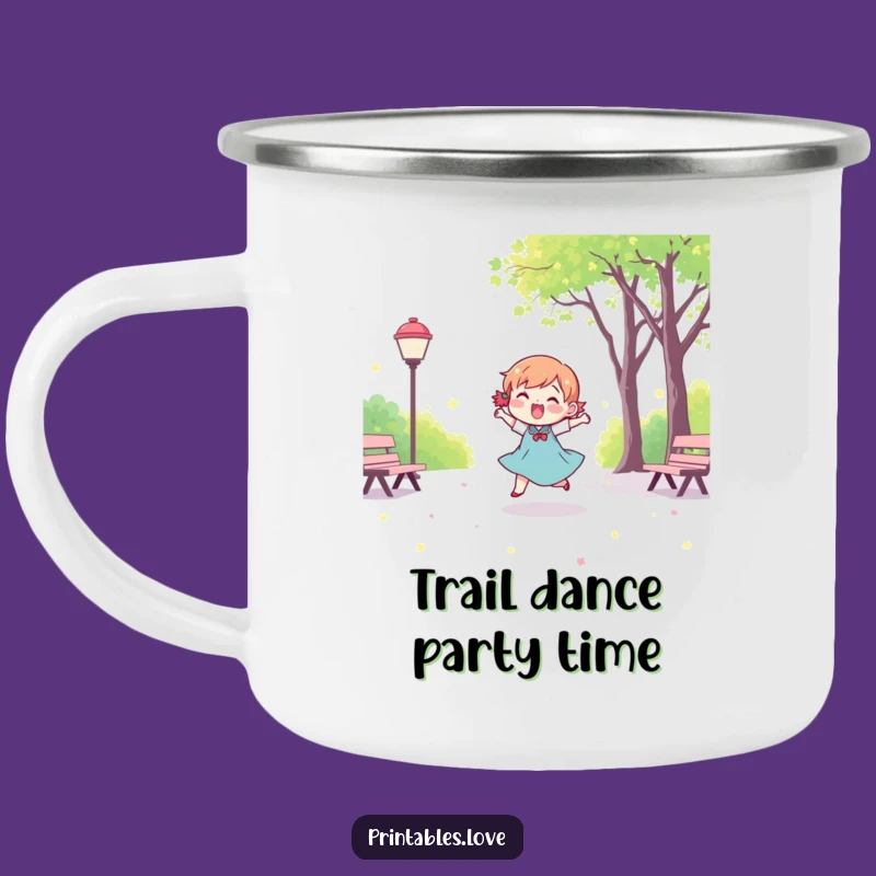 Funny Kawaii Dancing Camping Mug: Park Adventure with a Joyful Character!