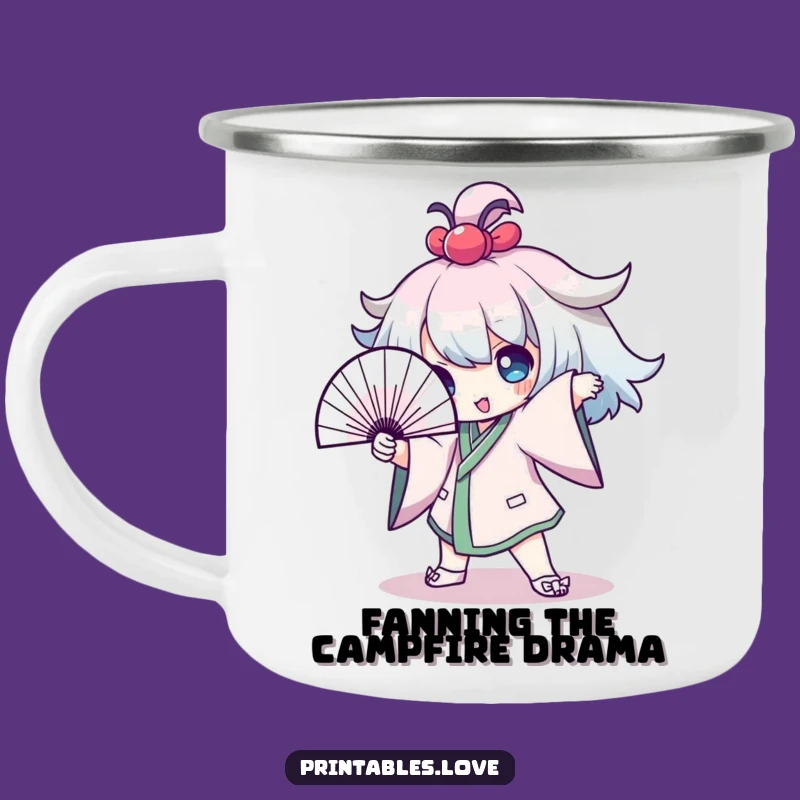 Funny Kawaii Drama Queen Camping Mug: Outdoor Fan Pose Fun