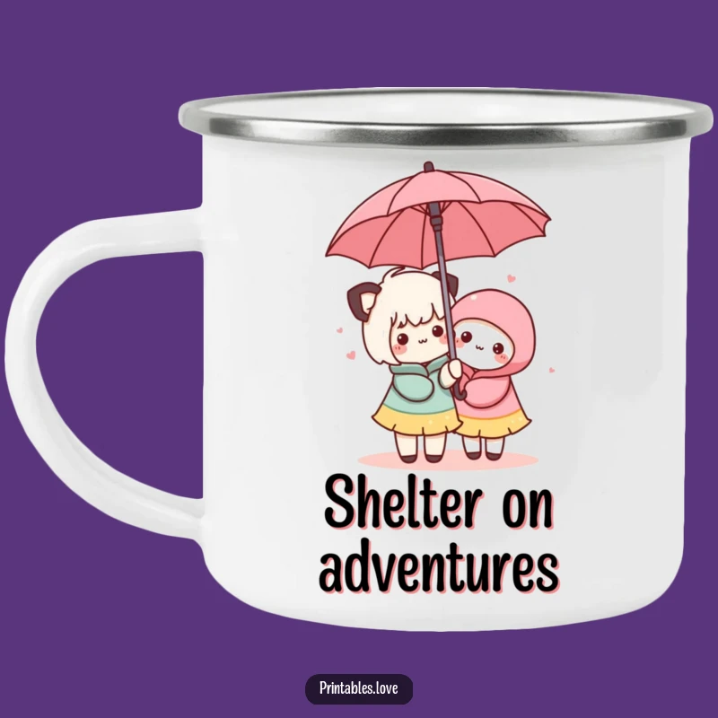 Funny Kawaii Umbrella Camping Mug: Adventure with a Friend!