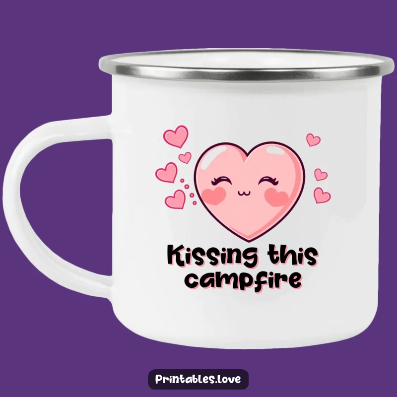 Funny Kissing Heart Camping Mug: Sip Love Outdoors, Great Gift!