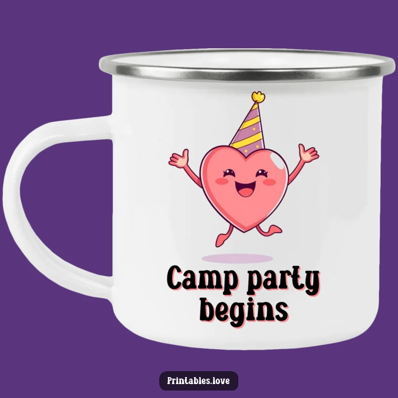 Funny Party Heart Camping Mug - Enthusiastic Jumper Outdoor Gift