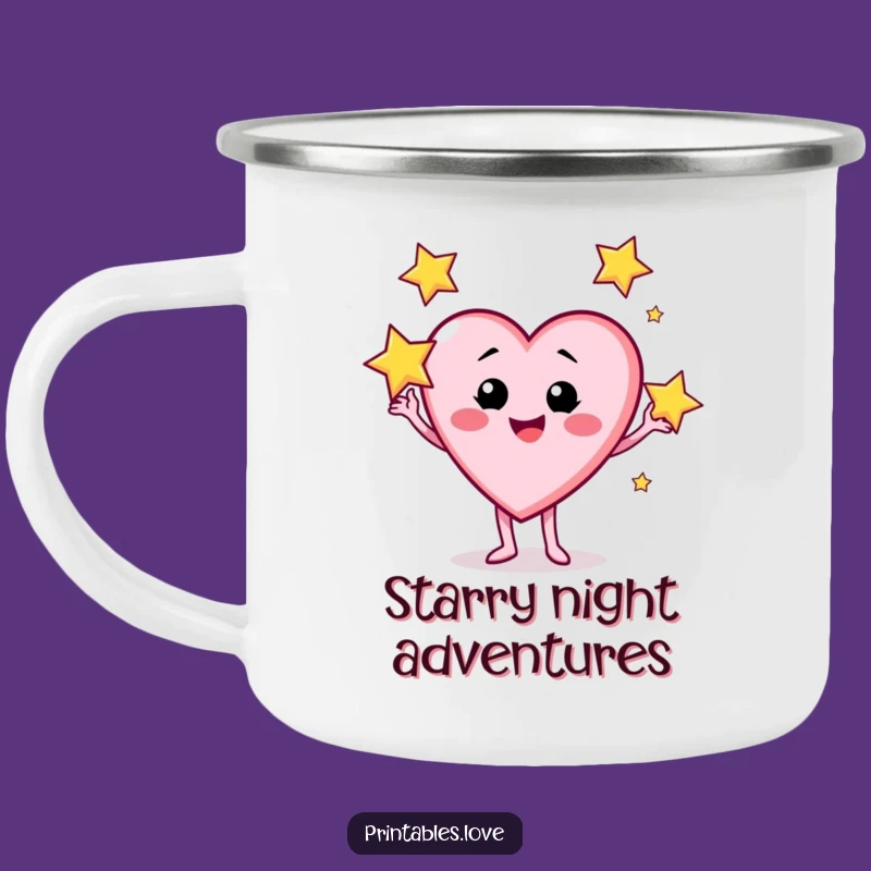 Funny Star Juggling Camp Mug: Cheeky Heart Character, Outdoor Funny Gift