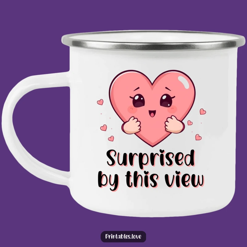 Funny Surprised Heart Camping Mug: Sip in Surprise, Great Gift!