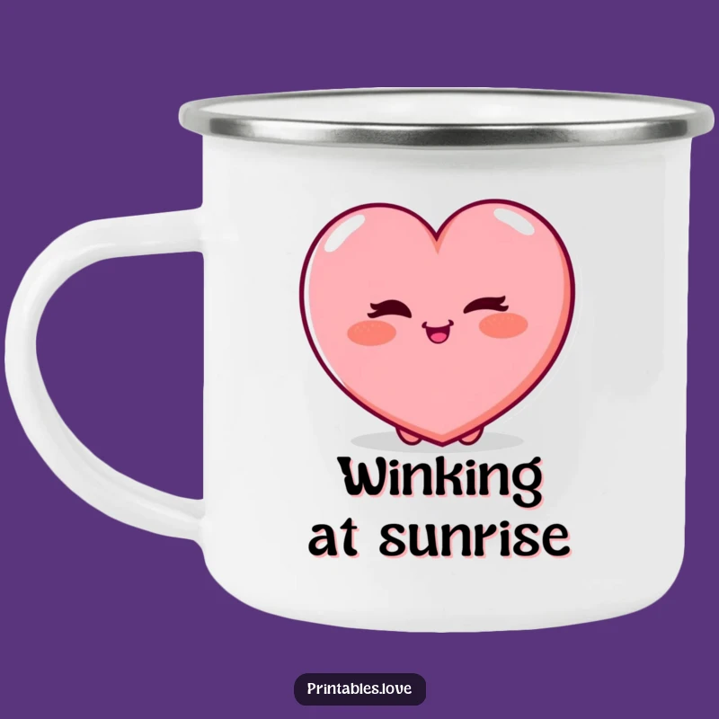Funny Winking Heart Camping Mug - Outdoor Adventures with Playful Charm, Unique Gift!