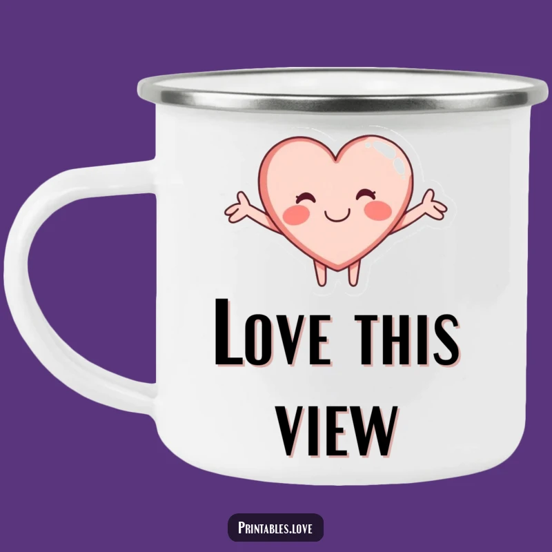 Funny Hugging Heart Camping Mug: Warm Sips and Cozy Hugs Outdoors