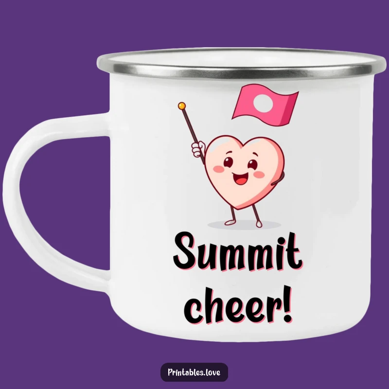 Funny Heart Waving Flag Camping Mug: Outdoor Enthusiastic Greeting