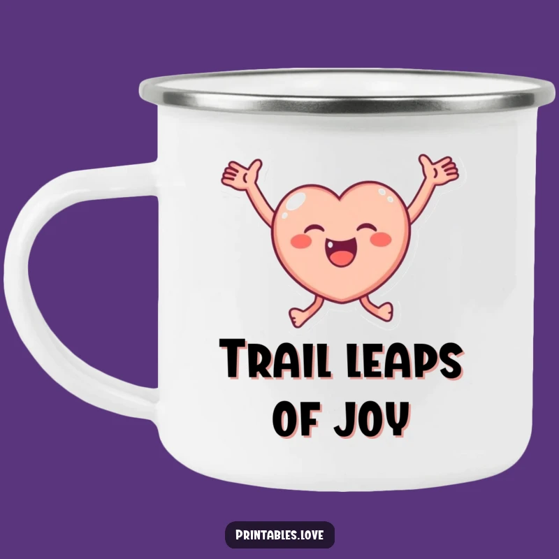 Funny Joyful Heart Camping Mug - Outdoor Adventures with Glee, Unique Gift!