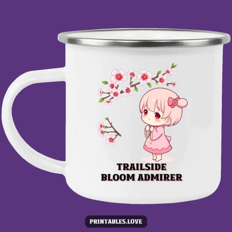 Funny Kawaii Cherry Blossom Camping Mug - Nature Humor Gift