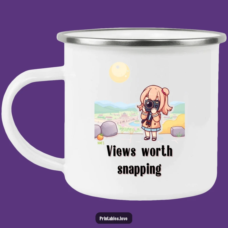 Funny Kawaii Camera Camping Mug: Scenic Adventures Await!