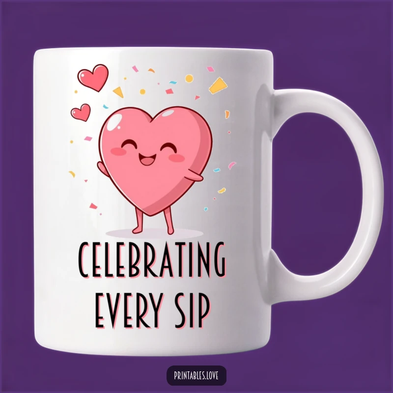 Celebration Heart Mug: Funny Gift for Party Lovers, Full of Festive Fun