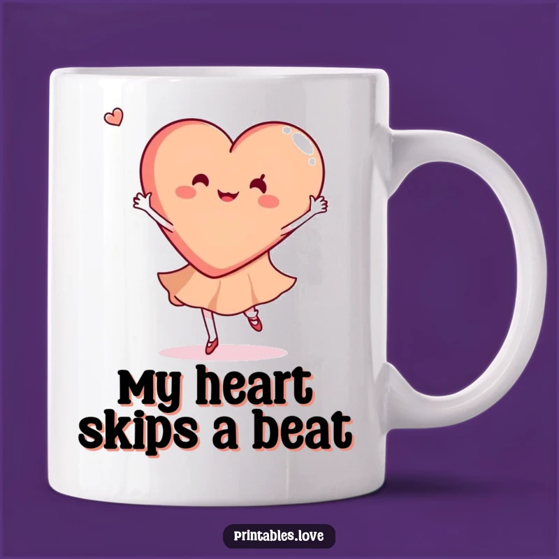 Funny Dancing Heart Mug: Graceful Twirls of Joy, Perfect Gift!