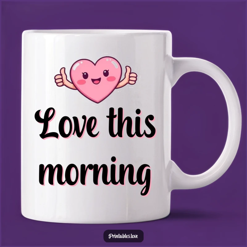 Funny Heart Mug: Positive Pink Character Thumbs Up Gift for All