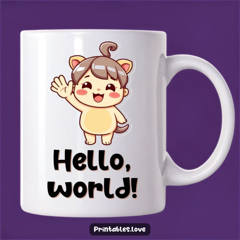 Funny Kawaii Hello Wave Mug: A Cheerful Character Greeting Gift