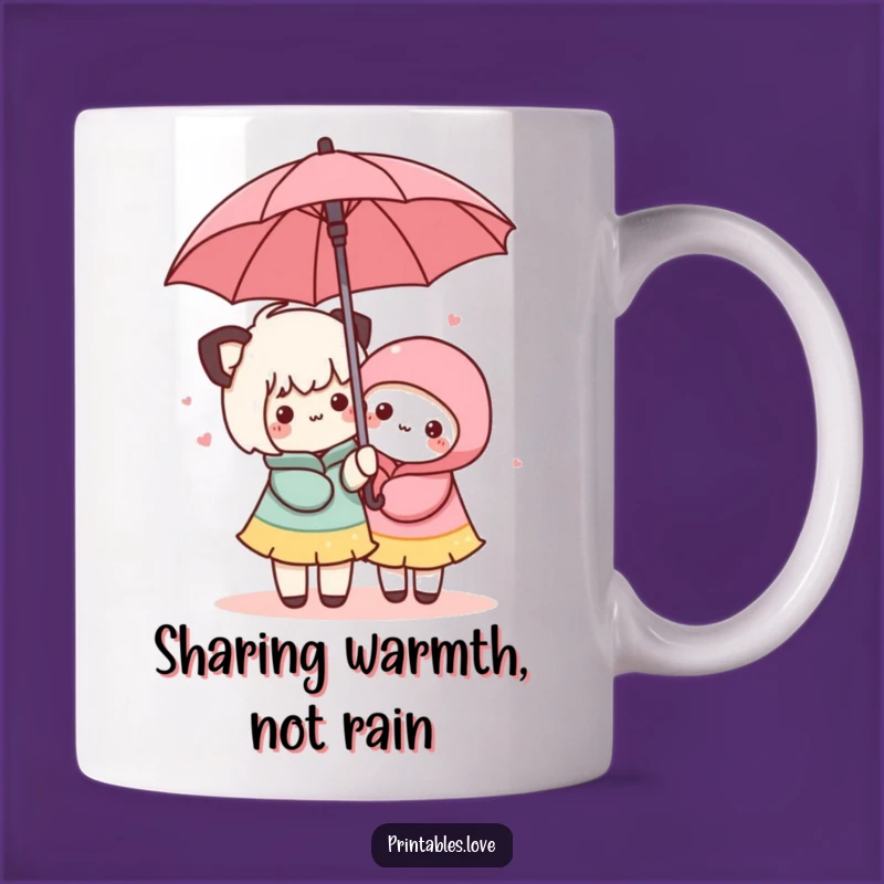 Funny Kawaii Umbrella Mug: Friendship in the rain, perfect funny gift!