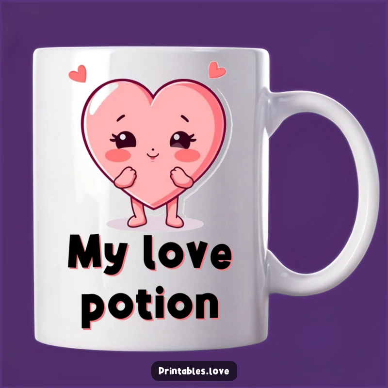 Funny Kissing Heart Mug: Adorable Cheeks Puffed Out Character, Perfect Funny Gift Idea