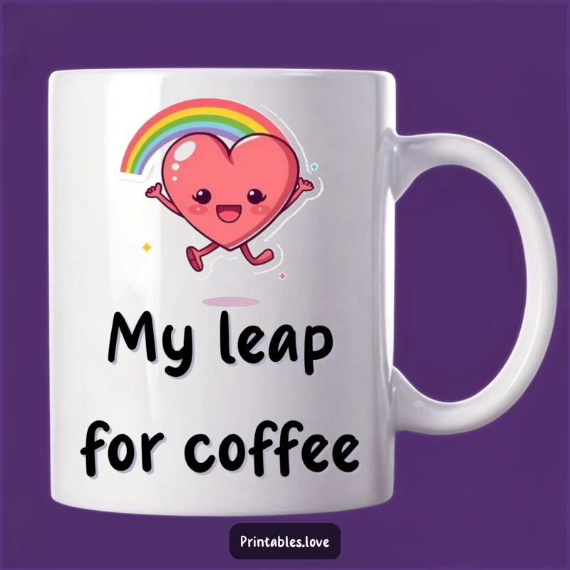 Funny Rainbow Heart Leap Mug - Spread Joy with This Vibrant Gift