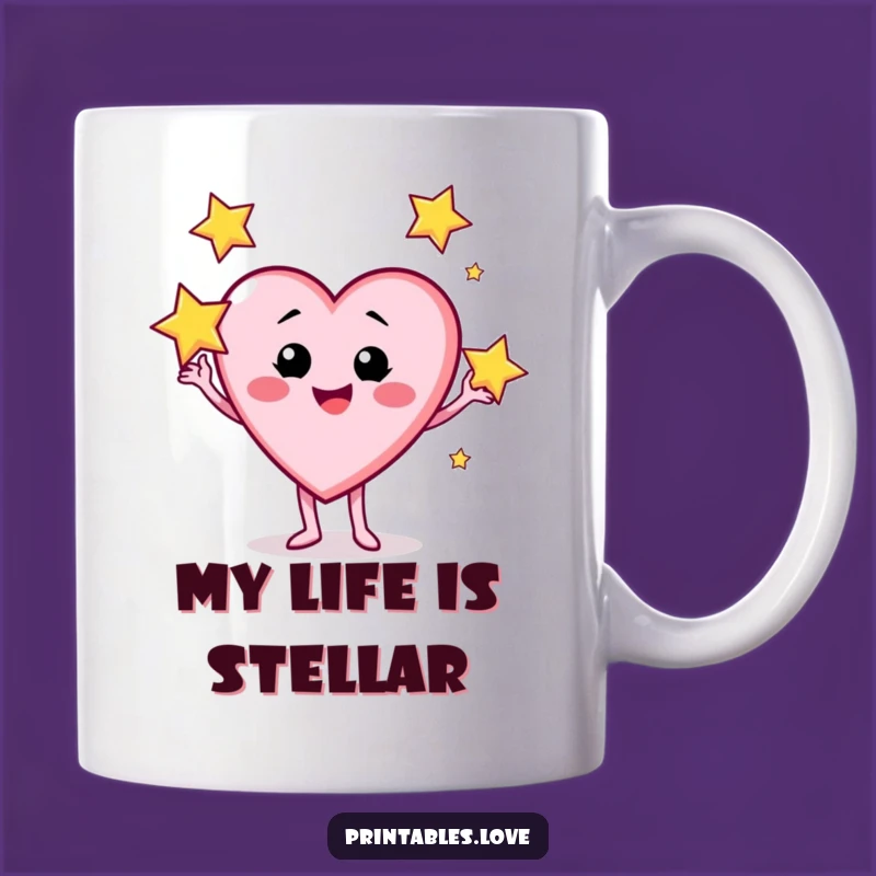 Funny Star Juggling Mug: Cheeky Heart Character, Magical Funny Gift for Fun