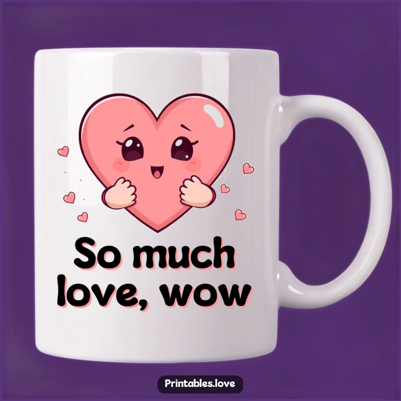 Funny Surprised Heart Mug: Adorable Discovery, Perfect Gift for Expressive Folks!