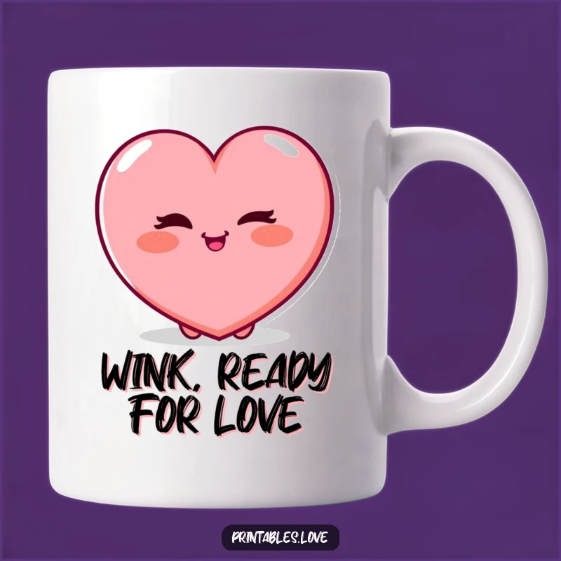 Funny Winking Heart Mug - Playful Character Coffee Cup, Perfect Funny Gift!