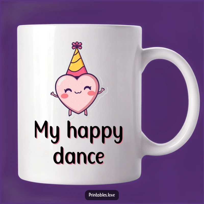 Funny Tiny Heart Party Hat Mug: Enthusiastic Birthday Celebration Gift