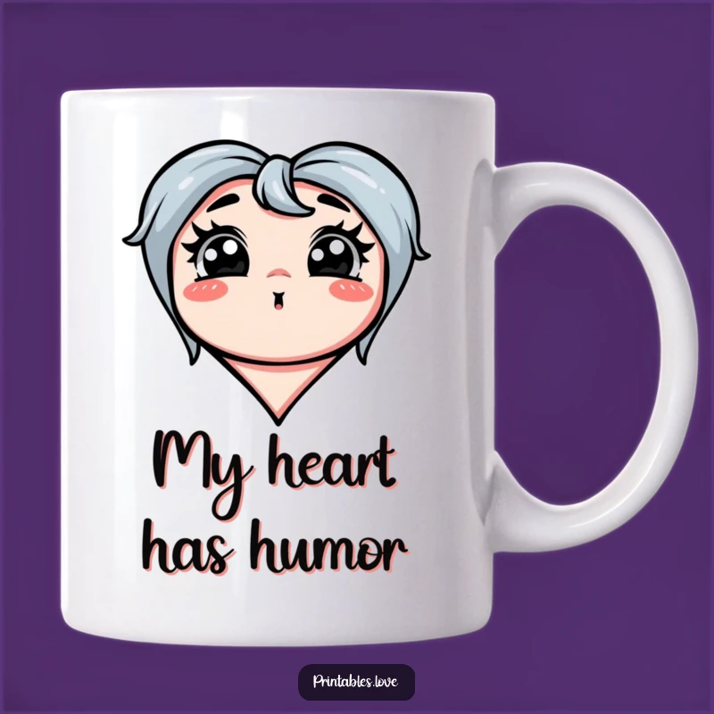 Funny Silly Face Heart Mug: Exaggerated Humor, Perfect Gift!