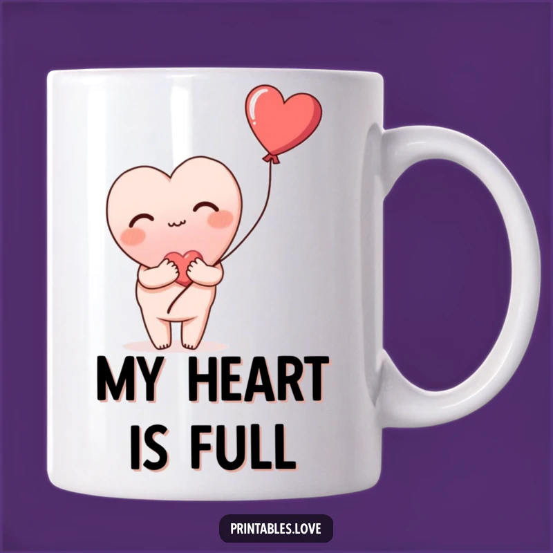 Funny Blushing Heart Mug: Shy Love & Balloon, Perfect Gift!