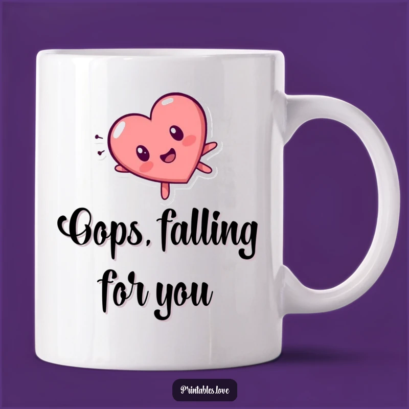 Funny Tumbling Heart Mug: Surprised Character, Hilarious Reaction, Perfect Funny Gift Idea