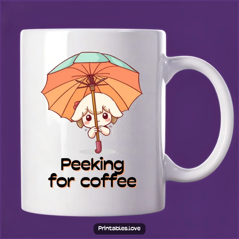 Funny Kawaii Shy Umbrella Mug: Peek-a-boo Cute Gift